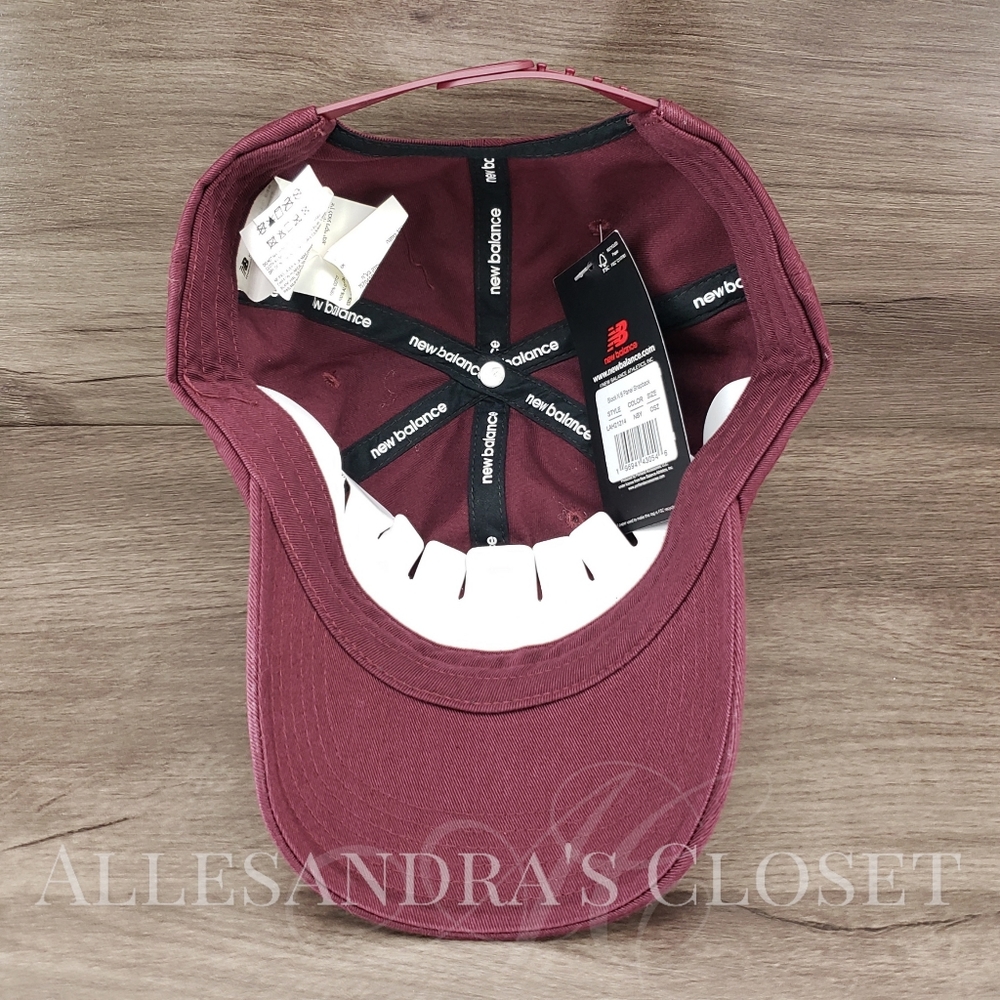 BUNDLE - 2 New Balance Hats Caps Snapback 6 Panel V990 Block N - Navy & Burgundy - Picture 7 of 13